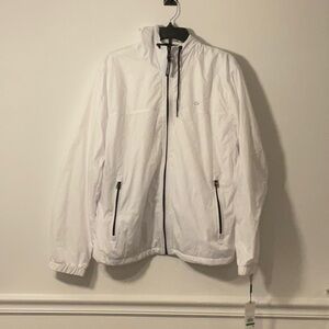 Calvin Klein White Windbreaker Jacket with High Collar